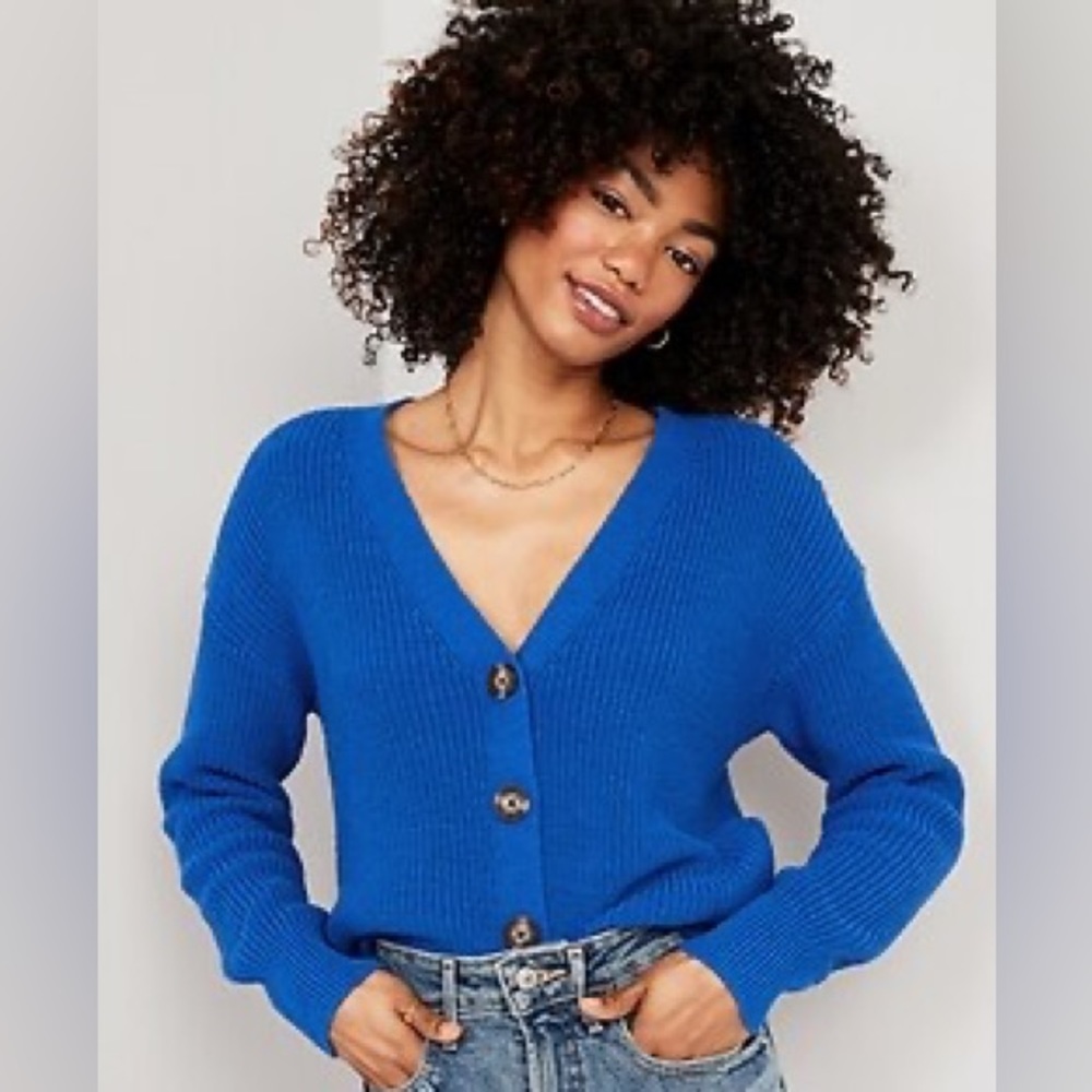 Old Navy Cotton and Linen Blend Shaker Stitch Cardigan